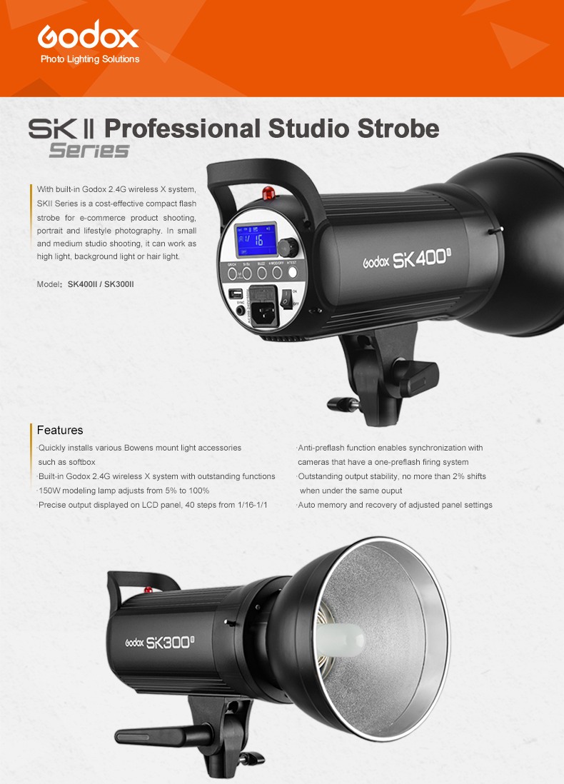 Godox SK II Professional Studio Strobe SK300 SK400 SK800 SK1200 Features
