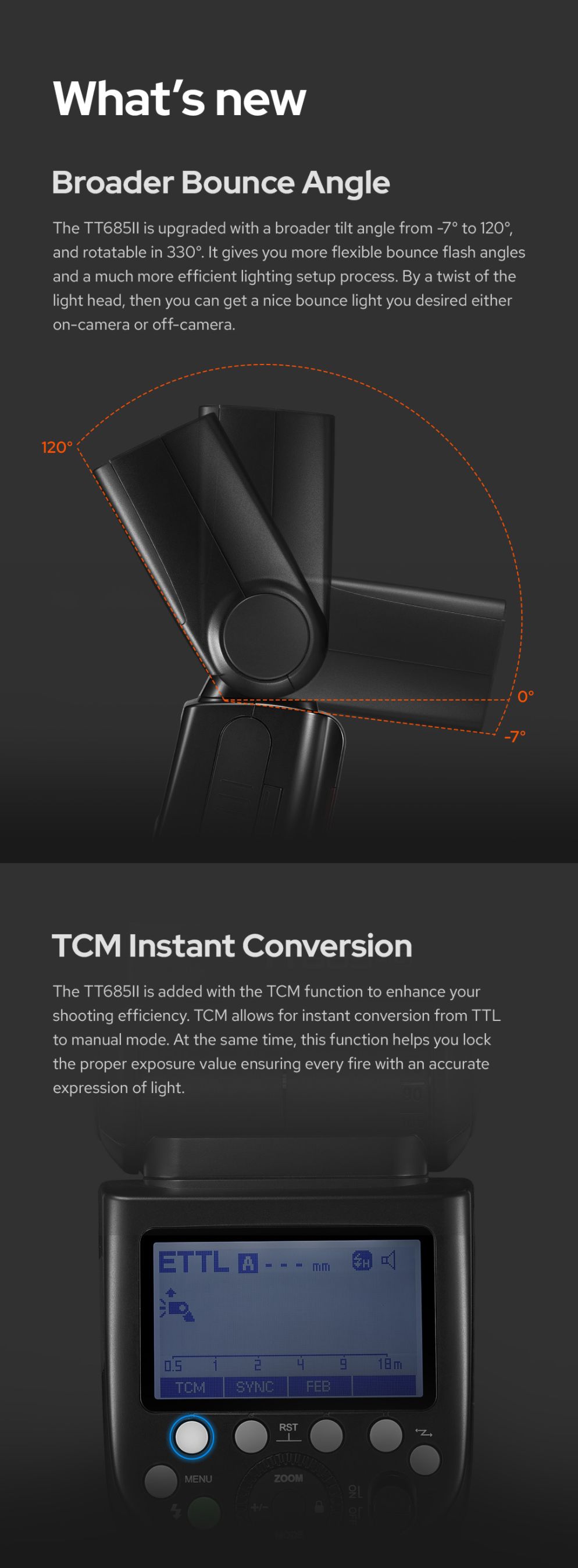 What`s new, broader bounce angle, TCM instant conversion